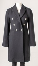 Mango Wool Blend Double Breasted Coat in Black