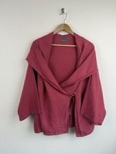 Terry Macey Linen Jacket SIze Large Pink Red Oversized Layered Drape Lagenlook
