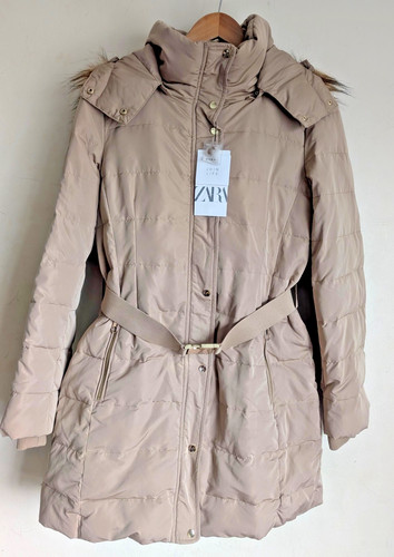 Zara down puffer coat with - puffer,