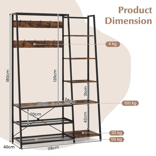 Side shelves hall tree - side,