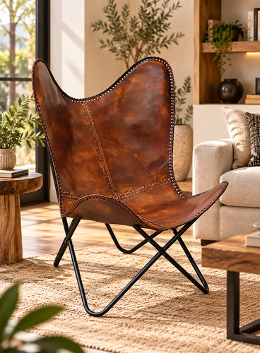 Rustic genuine leather chair - rustic,
