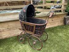 Vintage Dolls Pram  wooden. Antique