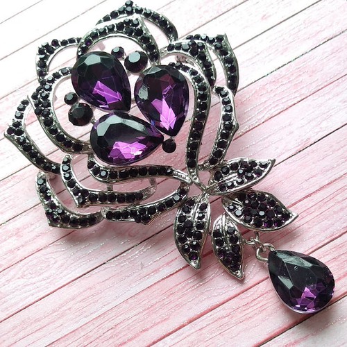 Large purple crystal rose - large,