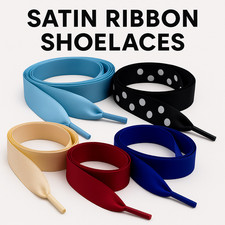 Ribbon Shoe Laces Satin Replacement laces for Trainers Boots Shoes adults kids