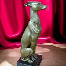 Bronze Greyhound Statue Dog Marble Sculpture Italian Home Decor Art Whippet Rare