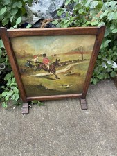 Antique Wood Fire Guard Screen