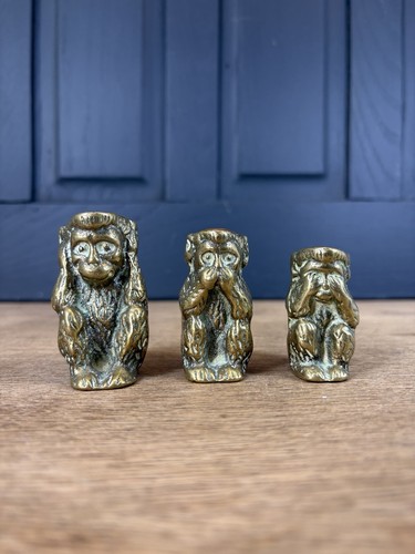 Brass wise monkeys - monkeys, spill