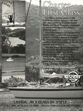 1988 La Vida Yacht Charter Sailboat Boat Sailing St. Thomas vintage Print AD