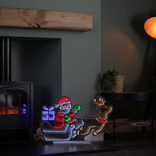 60cm light santa sleigh - light, in