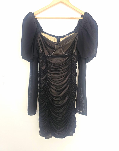 Quiz size black ruched mesh - size,