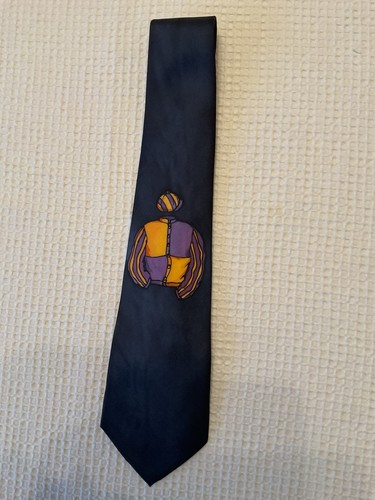 Navy horse racing tie 100 - horse,