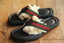 Gucci Black GG Stripe Leather