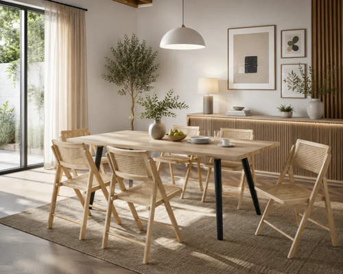 Blonde rattan dining - dining, chair