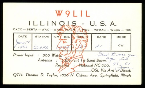 Qsl card radio usa - 1, w9lil