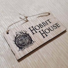 Lasercut wooden sign. LOTR Hobbit house sign, 13cm x 6.5 cm