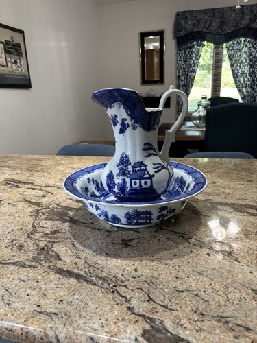 Porcelain blue pitcher - porcelain,