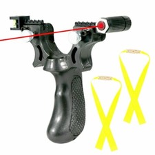Powerful Hunting Slingshot Catapult High Velocity Laser Sight 2 BANDS 100 Ammo