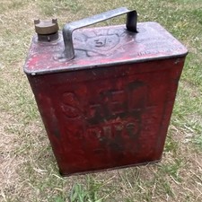 1950’s SHELL BP Motor Spirit Vintage Oil Can Oil Dispenser Oil Drum 2 Gallon