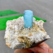 323G Rare!! Natural beautiful Aquamarine with Mica Crystal Specimen Rough