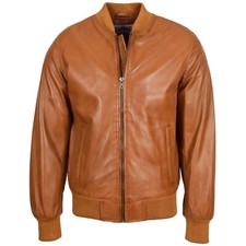 Mens Soft Leather MA-1 Bomber