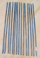 Set 15 reclaim Antique Copper on Metal stair carpet rods with Fleur De Lis ends