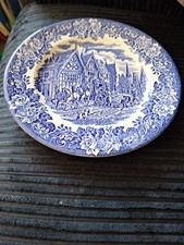 English Ironstone Tableware EIT Dickens Series Blue White Vintage Plate 9.5" 