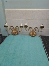 Pair of  New Vintage Style  Laura Ashley Brass Wall Lights -  2 Arm Scounces 