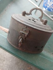 Vintage Brass Cricket Cage Footed Trinket Box w/Carrying Handle & Latch 3.25"L 