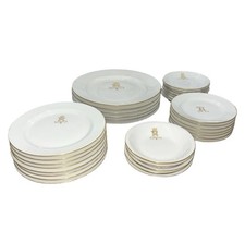 Antique 1907 Theodore Haviland Limoges China Set 31 Pc – Gold Monogram - Signed