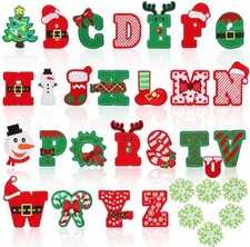 Christmas Patch Letters Embroidered – Iron On Sew On Alphabet Appliqué Santa