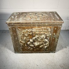 Large Brass Coal Box Vintage