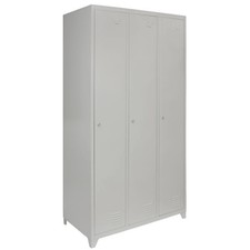 Metal Lockers 3 Doors Steel Staff Storage Lockable Grey School Gym Changing Room