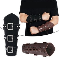 Leather Gauntlet Wristband Medieval Costume Bracers Wrist Guard Arm Armor