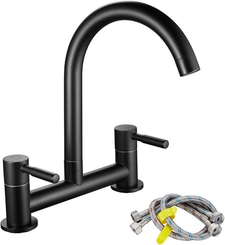 Black kitchen sink - kitchen, mixer