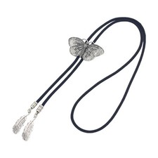 Elegant Black Bolo Tie with Butterfly Carved Pendant Cowboy Necktie Western Tie