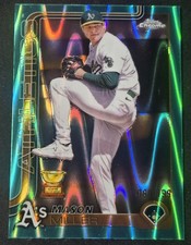 2025 Topps Chrome Mason Miller Aqua Ray Wave Refractor #'d /199 Athletics