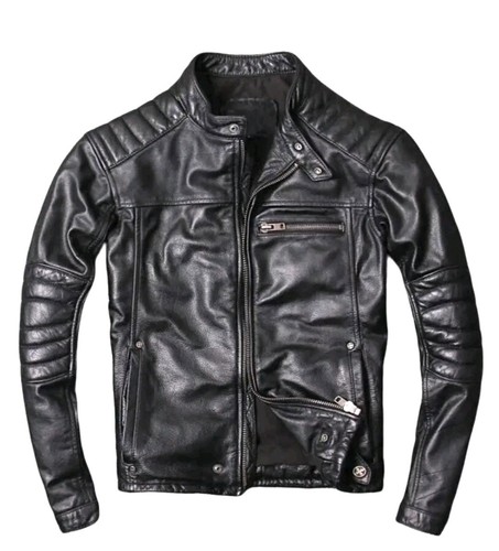 Mens black leather cafe - cafe, racer