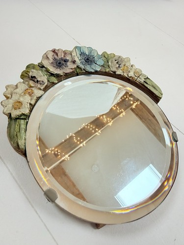 Vintage barbola mirror floral - mirror,