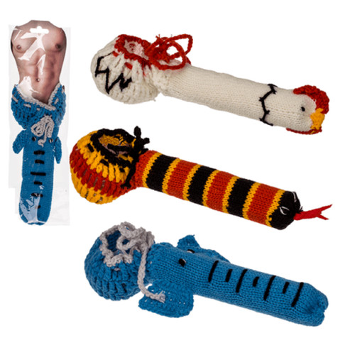Knitted willy warmer elephant - warmer,