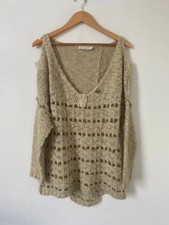 Elisa Cavaletti Jumper Small Pullover Cold Shoulder Chunky Knit Long Sleeve