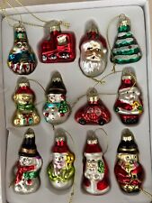 Gisela Graham Set of 12 Mini Glass Christmas CharactersTree Bauble Decorations