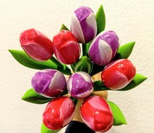 Wooden tulips bouquet - , purple