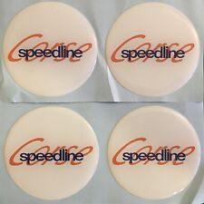 SPEEDLINE CORSE ALLOY WHEEL CENTRE CAPS DOMED STICKERS X4 WHITE BLUE 60mm