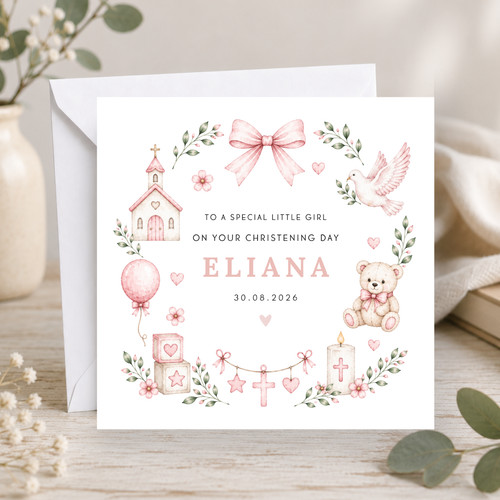 Personalised christening card - personalised,