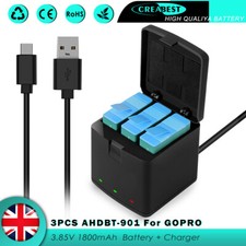 3x 1800mAh AHDBT-901 Battery For GoPro Hero9 Hero10 11 Black ADBAT-001 +Charger 