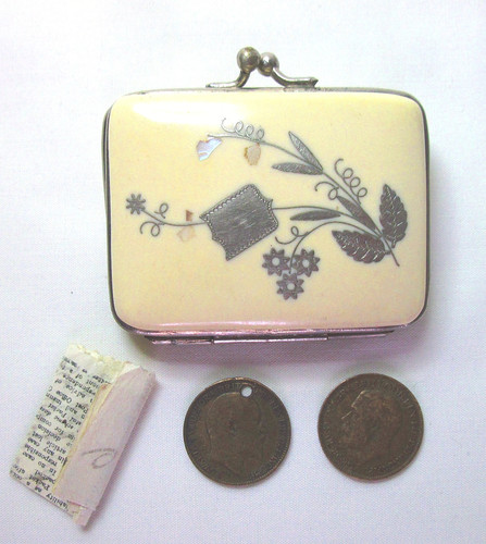 Antique coin purse contents - coin,