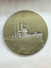 Commemorative Rare Porcelain Metal Medal Russian Revolution 1917 Cruiser Aurora