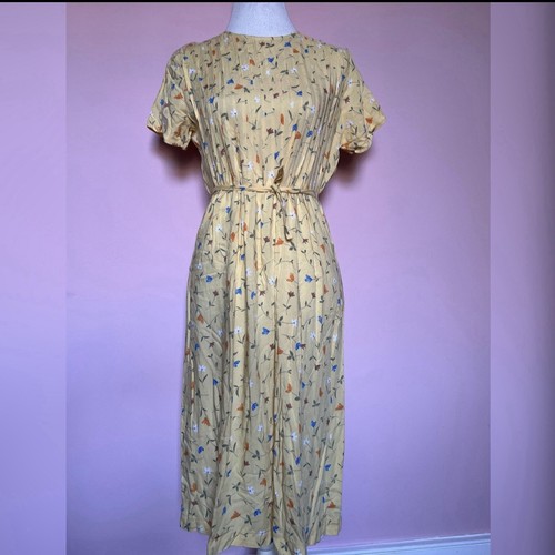 Vintage tea dress midi - tea, yellow