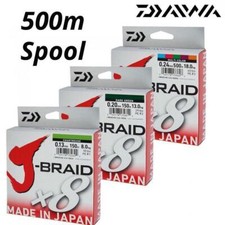 DAIWA J-BRAID X8 FISHING LINE 500m SPOOL ALL COLOURS & BREAKING  STRAINS