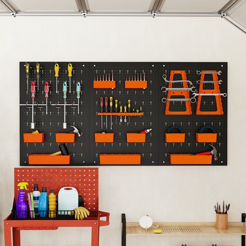 Orange pegboard wall organizer - orange,